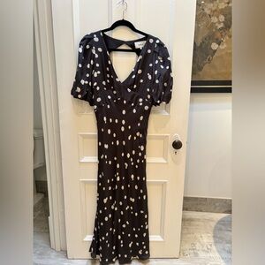 ba&sh Black and White Polka Dot Midi Dress